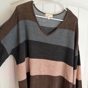 Soft Striped V Neck Sweater